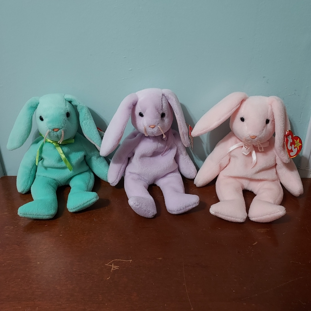 Hippity, Hoppity and Floppity beanie babies